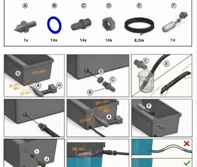 AquaFlow 8 Vandingssystem til Homefarms Kapil&aelig;rkasser