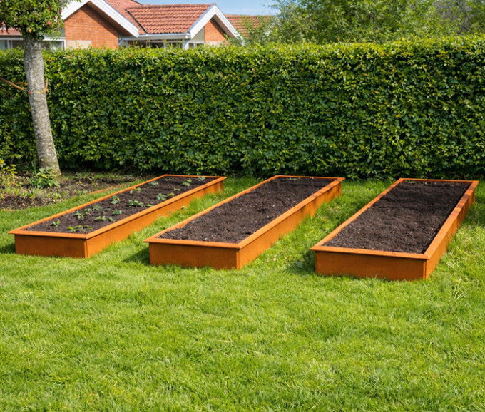 Højbede sæt firkantet rå jern 25cm højde.