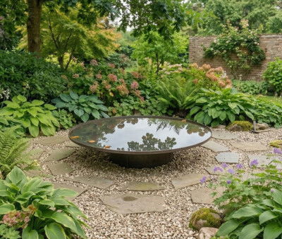 Jern ring rust som ben til rundt spejlbassin