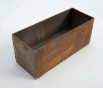 Plantekumme i 5 mm rust stålplade med skjulte hjul 100 x 35 x 50 cm