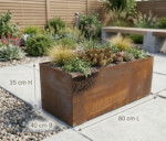 Plantekumme i 5 mm rust stålplade. 80 x 40 x 35 cm