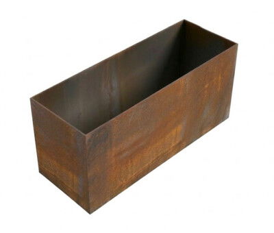 Plantekumme i 5 mm rust st&aring;lplade. 120 x 40 x 60 cm.