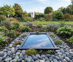 Sortlakeret firkantet spejlbassin med kant 120 x 60 x 10