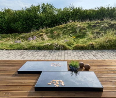 Spejlbassin i 3 mm sort lakeret med m&aring;lene 120 x 60 x 10 cm