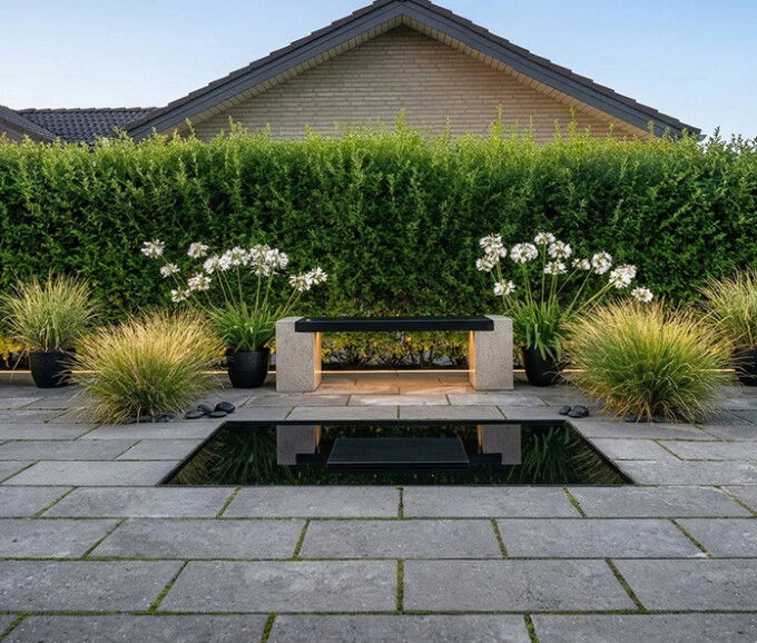 Spejlbassin i 5 mm sort lakeret med målene 160 x 80 x 10 cm