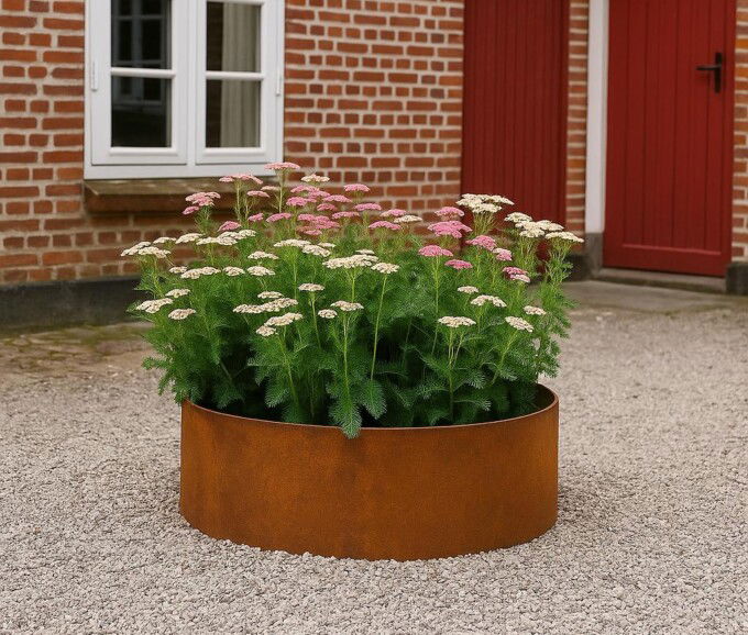 Rundt højbed ø90 cm i 5 mm corten stål, 50 cm højt