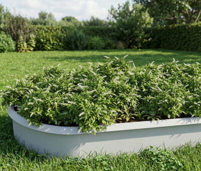 Ovale h&oslash;jbed galvaniseret med sneglekant H26 cm