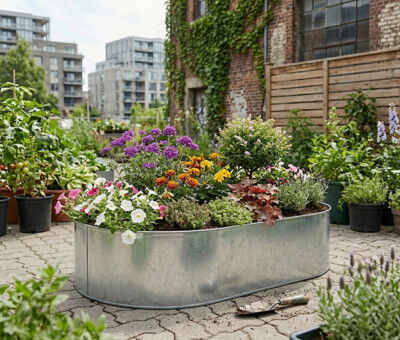 Ovale h&oslash;jbed galvaniseret uden sneglekant H54 cm