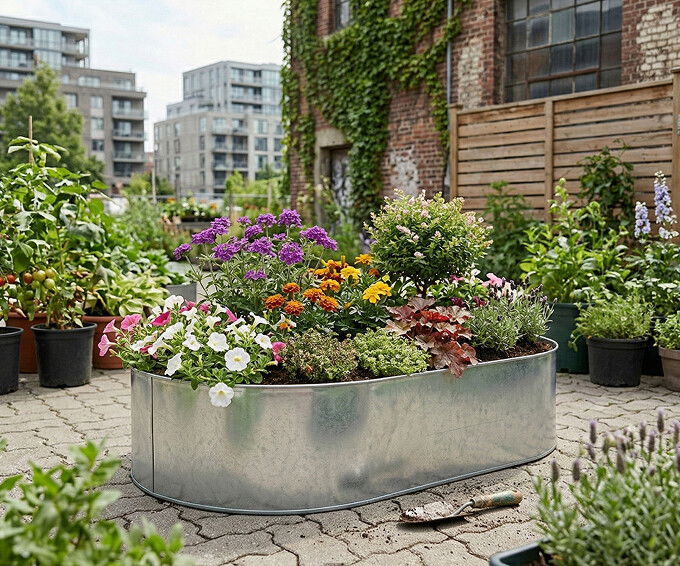 Ovale højbed galvaniseret uden sneglekant H54 cm