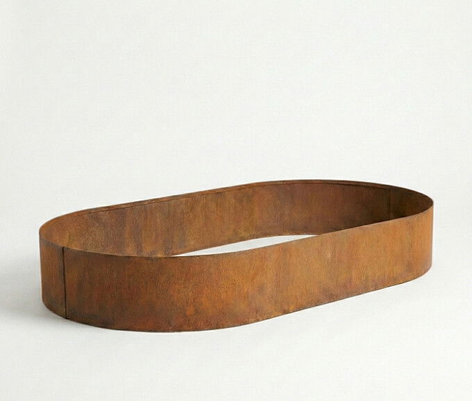 Ovale højbed rusten uden sneglekant H26 cm