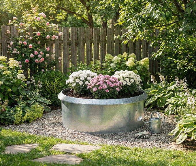 Rundt højbed galvaniseret med sneglekant H54 cm