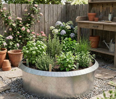 Rundt h&oslash;jbed galvaniseret med sneglekant H40 cm