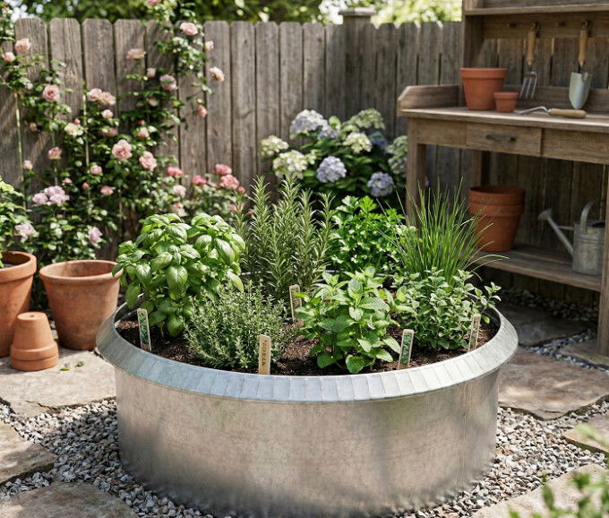 Rundt højbed galvaniseret med sneglekant H40 cm