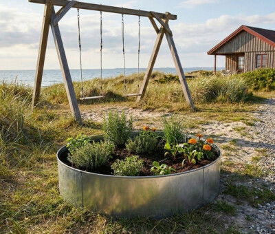Rundt h&oslash;jbed galvaniseret uden sneglekant H54 cm