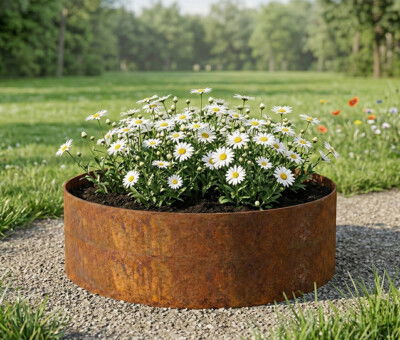 Rundt h&oslash;jbed rusten uden sneglekant H54 cm