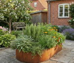 Ovale højbed rusten med sneglekant H40 cm