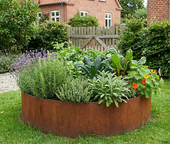 Rundt højbed i cortenstål 5mm H25 cm