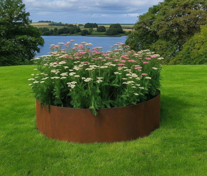 Rundt højbed i corten stål 5mm H40 cm