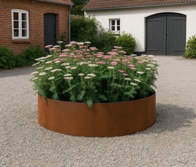 Rundt h&oslash;jbed i cortenst&aring;l 5mm H40 cm