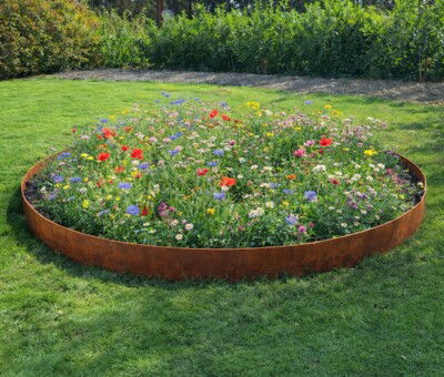 Rundt h&oslash;jbed i cortenst&aring;l H15 cm flere st&oslash;rrelser